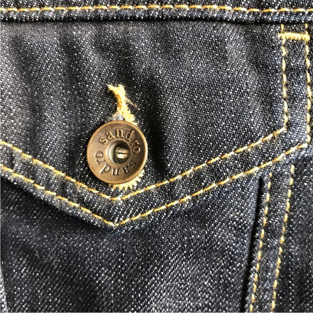 Sandro Tiger Embroidered Denim Jacket Back Tiger Animal Print Jean Jacket size S - Picture 6 of 11